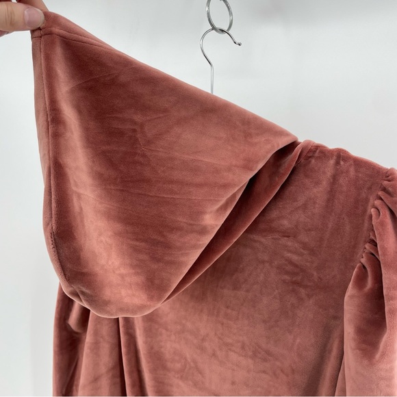 Roma Concept by Rosee Womens Zipped Sweatshirt Rose Pink Velour Hood L - Picture 6 of 8